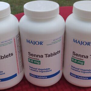 NEW, Lot of 3 – Natural Vegetable Laxative Ingredient Senna Tablets 8.6 mg Senno